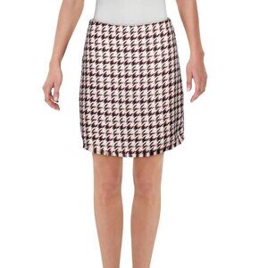 BCBG Generation | Black, White and Pink Plaid Tweed Mini Skirt Size 4 NWT